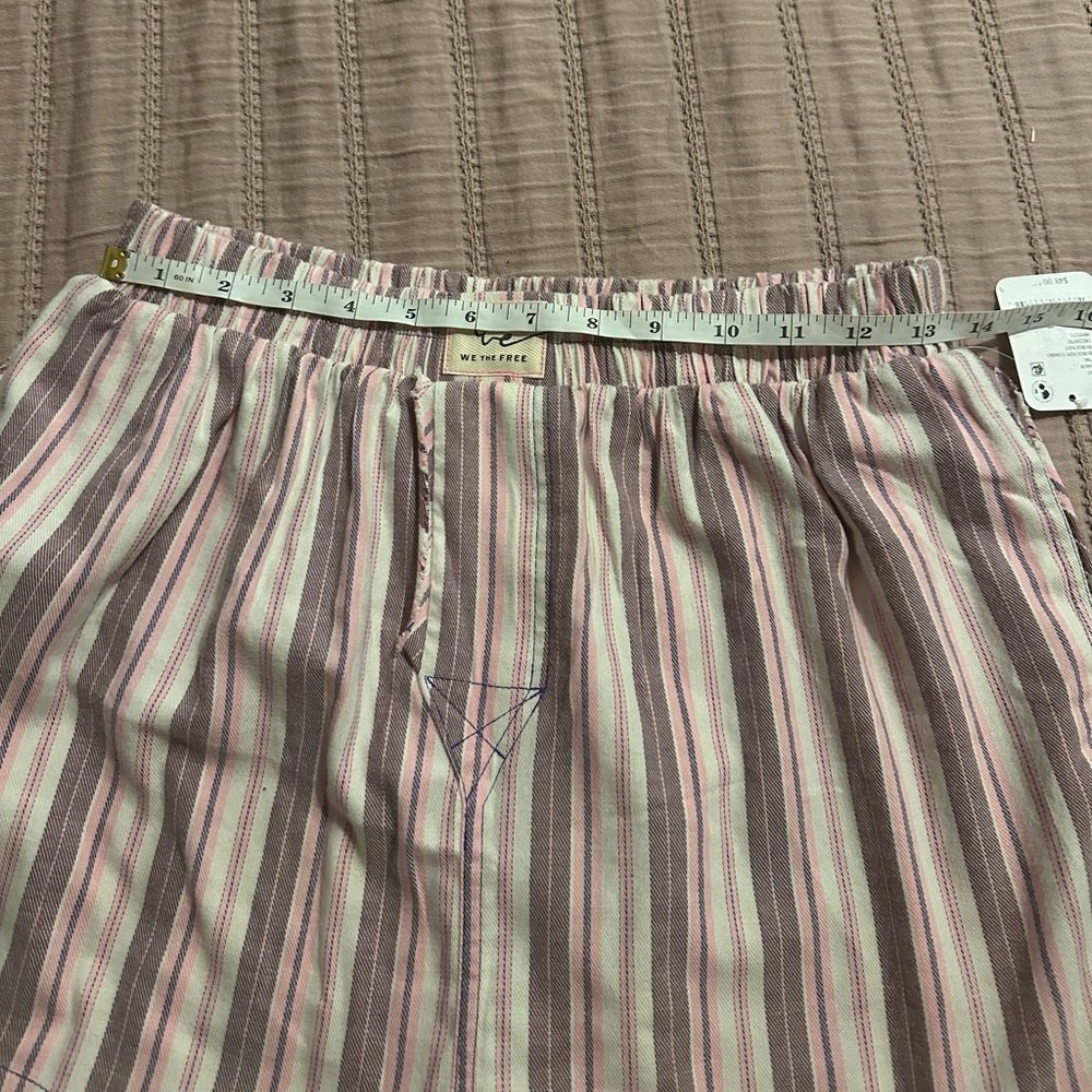 Free People We The Free Day To Day Flannel Boxers Pajama Shorts Burgundy Combo - Picture 8 of 15